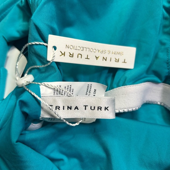 TRINA TURK MONACO turquoise off shoulder ruffle one piece swimsuit size 6 NWT - Picture 11 of 11